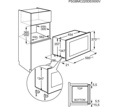 Встраиваемая микроволновая печь ELECTROLUX/ Встраиваемая микроволновая печь с грилем, объем объем 17 л., высота 371 мм, цвет черный/нерж.cталь