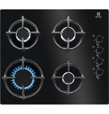 Встраиваемые газовые панели ELECTROLUX/ Газовая варочная поверхность, газ на стекле, 4 индивидуальных чугунных держателя, газконтроль варочной поверхности, интегрированный автоподжиг варочной поверхности, боковое управление