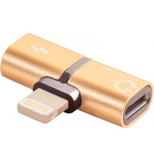 GCR Адаптер-переходник для Apple, Lightning > 2x Lightning, NO Sync Data, золотистый