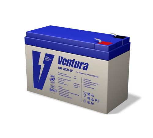 Батарея Ventura серия HR, HR1234W, напряжение 12 В, емкость 9Ач (разряд 20 часов), макс. ток заряда 2.7А, свинцово-кислотная типа AGM, клеммы Т2, ДШВ 151x65x100мм, вес 2.7кг/ Ventura battery HR series, HR1234W, voltage 12 V, capacity 9Ah (discharge 2 Батарея Ventura серия HR, HR1234W, напряжение 12 В, емкость 9Ач (разряд 20 часов), макс. ток заряда 2.7А, свинцово-кислотная типа AGM, клеммы Т2, ДШВ 151x65x100мм, вес 2.7кг/ Ventura battery HR series, HR1234W, voltage 12 V, capacity 9Ah (discharge 2