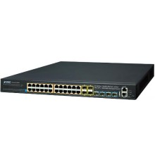 коммутатор/ PLANET Layer 3 24-Port 10/100/1000T 802.3at POE + 4-Port 10G SFP+ Stackable Managed Gigabit Switch (370W)