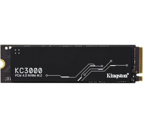 Твердотельный накопитель/ Kingston SSD KC3000, 1024GB, M.2(22x80mm), NVMe, PCIe 4.0 x4, 3D TLC, R/W 7000/6000MB/s, IOPs 900 000/1 000 000, DRAM buffer 1024MB, TBW 800, DWPD 0.71, with Heat Spreader (60 мес)