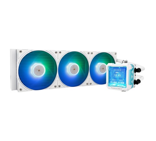 Водяное охлаждение для процессора/ Water Cooling System Thermalright Frozen Warframe Pro 360 White Argb (360mm, White, ARGB/ Fans: 3x120mm, 70.84CFM, 29.8dBA, 2000RPM/ Pump height 60mm, 23dBA, 3000RPM, Rad thickness 27mm/ S: 1200, 1700, 1851, 2011, 2066,
