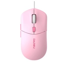 Мышь проводная Dareu LM121 Pink (розовый), DPI 800/1600/2400/6400, тихий щелчок, подсветка RGB, размер 116x35x60мм, 1,8м