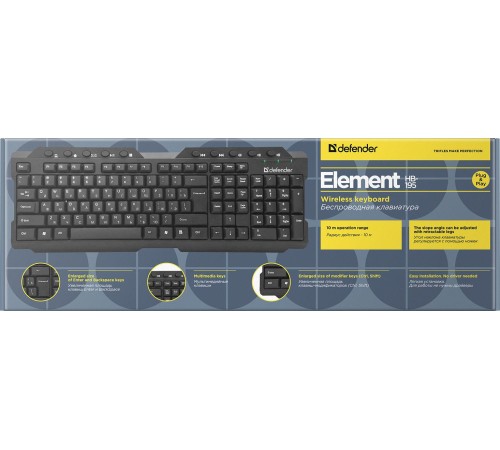 Defender Беспроводная клавиатура Element HB-195 RU,черный,мультимедиа