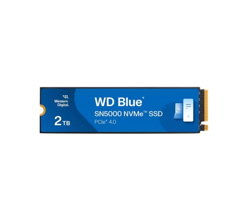 Твердотельные накопители/ WD SSD Blue SN5000, 2000GB, M.2(22x80mm), NVMe, PCIe 4.0 x4, TLC, R/W 5150/4850MB/s, TBW 900, DWPD 0.2 (12 мес.)