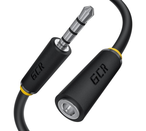 GCR Удлинитель для гарнитуры 1.0m jack 3,5mm/jack 3,5mm черный, желтая окантовка, 28AWG, M/F, GCR-53999 GCR Удлинитель для гарнитуры 1.0m jack 3,5mm/jack 3,5mm черный, желтая окантовка, 28AWG, M/F, GCR-53999