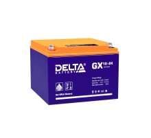 Батарея DELTA серия GX, GX 12-24, напряжение 12В, емкость 24Ач (разряд 20 часов),  макс. ток разряда (5 сек.) 300А, макс. ток заряда 4.76А, свинцово-кислотная типа GEL, клеммы под болт М5, ДxШxВ 166х175х125мм., вес 8.3кг., срок службы 15 лет./ Battery DEL