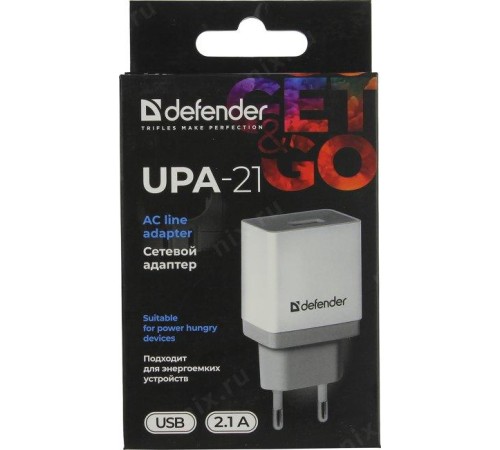 Defender Сетевой адаптер UPA-21 белый, 1xUSB, 5V/2.1А