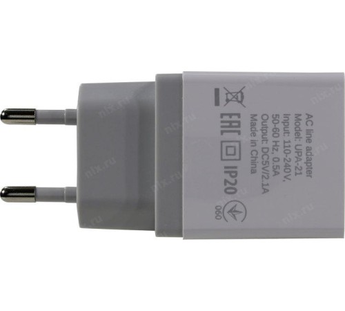 Defender Сетевой адаптер UPA-21 белый, 1xUSB, 5V/2.1А