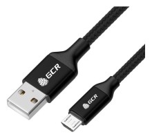 GCR QC Кабель 0.5m MicroUSB, быстрая зарядка, черный нейлон, AL корпус черный, черный ПВХ, 28/24 AWG, GCR-52463
