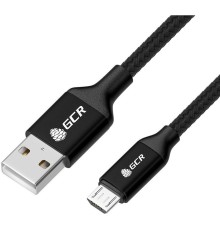 GCR QC Кабель 0.5m MicroUSB, быстрая зарядка, черный нейлон, AL корпус черный, черный ПВХ, 28/24 AWG, GCR-52463