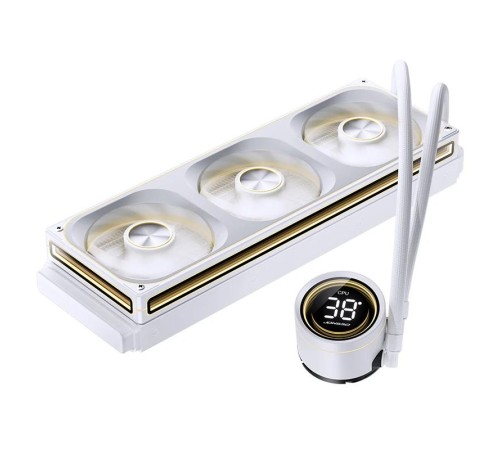 Система жидкостного охлаждения/ Water Cooling System JONSBO TH-360 White (300W, 360mm, LED temp., White, ARGB/ Fans: 3x120mm, 62.4CFM, 37.3dBA, 2400RPM/ Pump height 72mm, 30dBA, 2400RPM, Rad thickness 27mm/ S: 1851, 1700, 1200, 115X, AM5, AM4) Система жидкостного охлаждения/ Water Cooling System JONSBO TH-360 White (300W, 360mm, LED temp., White, ARGB/ Fans: 3x120mm, 62.4CFM, 37.3dBA, 2400RPM/ Pump height 72mm, 30dBA, 2400RPM, Rad thickness 27mm/ S: 1851, 1700, 1200, 115X, AM5, AM4)