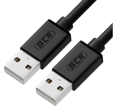 GCR Кабель 0.75m USB 2.0, AM/AM, черный, 28/28 AWG, экран, армированный, морозостойкий, GCR-UM2M-BB2S-0.75m