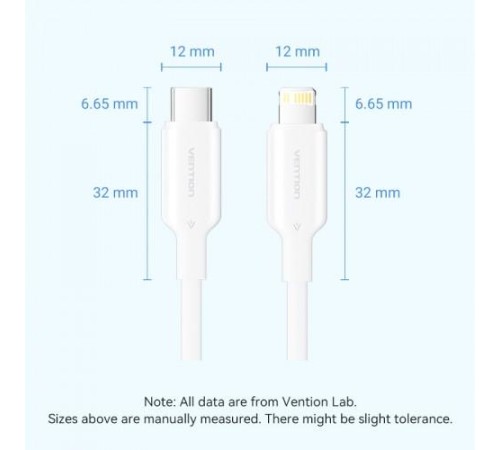 Кабель Vention USB 2.0 CM/Lightning 8M для iPad/iPhone 3A - 1м. Белый