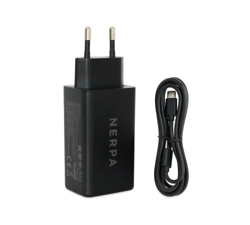 Сетевое зарядное устройство 220В/ Зарядное устройство NERPA PD333CBX 65W GaN PD+QC3.0, 2xUSB-C, 1xUSB-A, USB-C - USB-C 100W cable 1.5m black, EU plug, BOX Сетевое зарядное устройство 220В/ Зарядное устройство NERPA PD333CBX 65W GaN PD+QC3.0, 2xUSB-C, 1xUSB-A, USB-C - USB-C 100W cable 1.5m black, EU plug, BOX