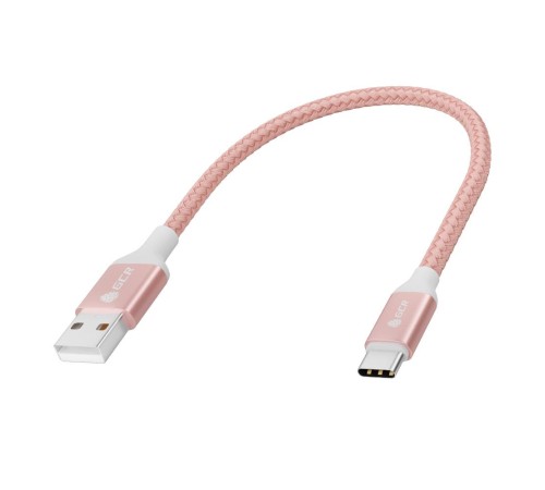 GCR QC Кабель 1.0m, TypeC, быстрая зарядка, розовый нейлон, AL корпус розовый, белый ПВХ, 28/24 AWG, GCR-52509