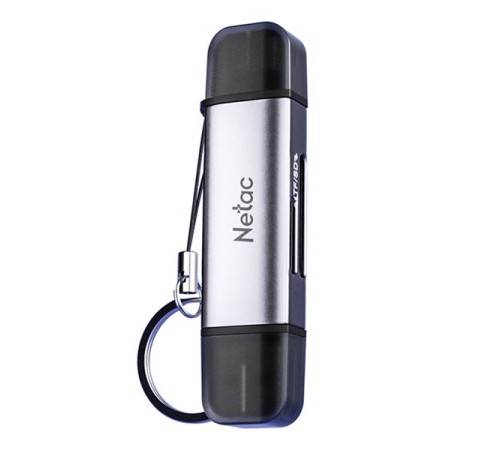 Кардридер  Netac Flash card reader WK13, USB3.0+Type-C to mSD/SD, Grey (repl. NT09WK13-30GR)