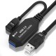 GCR Удлинитель активный 5.0m USB 3.0, AM/AF, черный, с усилителем сигнала, доп.питание micro, GCR-51927