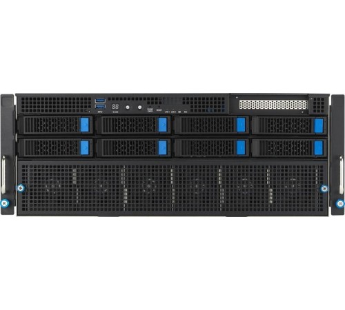 Сервер ASUS ESC8000-E11-SKU2 4U, 2x LGA4677, 32x DDR5, 2x NVMe/SATA/SAS* + 6 SATA/SAS*, 1x M.2(Up to 22110), 1x PCIex8 for HBA/RAID, 8x PCIex16 for dual-slot GPU, 1x PCIex16 for NIC card, 2x 10Gbe, 4x 3000W