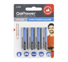 Батарейка AA/ Батарейка GoPower LR6 AA BL4 Alkaline 1.5V (4/48/576) блистер (4 шт.)