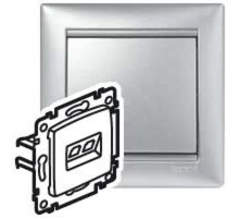 Valena RJ45 UTP кат.5е 1 выход, с захватами, алюминий Информационная розетка Valena RJ45 категория 5e UTP, 1 выход, с захватами, алюминий