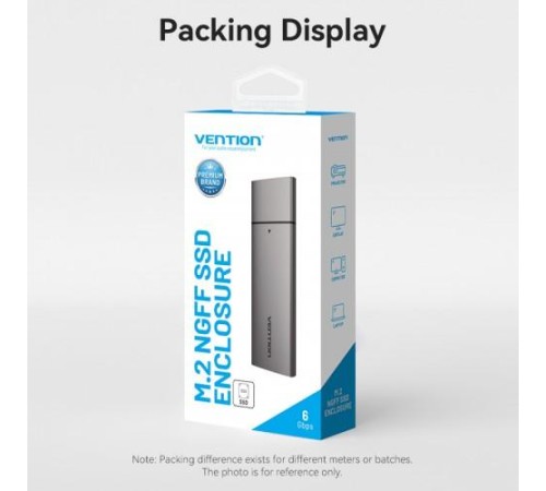 Корпус для SSD Vention USB 3.1 Gen 2-C M.2 NGFF (B-Key/B&M Key) Серый Корпус для SSD Vention USB 3.1 Gen 2-C M.2 NGFF (B-Key/B&M Key) Серый