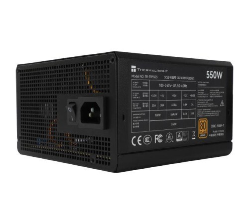 Блок питания 550W/ Power Supply Thermalright, 550W 80+ Bronze (ATX, 3.0, Non-modular, 1x24(20+4)pin 550mm, 1xCPU*2 8(4+4)pin 600+150mm, 1xPCIe 8(6+2)pin 450mm, 1xSATA*3+MOLEX4pin*1 400+150+150+150mm, 1xSATA*2+MOLEX4pin*2 400+150+150+150mm, Active, 120x120