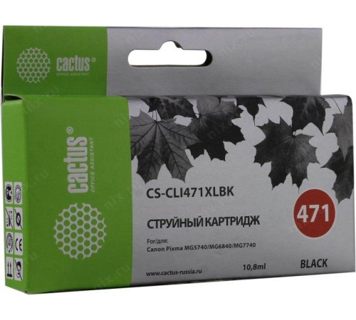 -/ Картридж струйный Cactus CS-CLI471XLBK фото черный (10.8мл) для Canon TS5040/MG5740/MG6840/MG7740