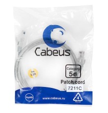  Cabeus PC-UTP-RJ45-Cat.5e-1m Патч-корд U/UTP, категория 5е, 2xRJ45/8p8c, неэкранированный, серый, PVC, 1м