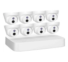 Система видеонаблюдения/ Tenda K8P-4CR Система видеонаблюдения, 8 купольных IP-камеры и видеорегистратор, 2560x1440, 25 кадр./сек, CMOS, 4Мп, PoE, ночная съемка, датчик движения