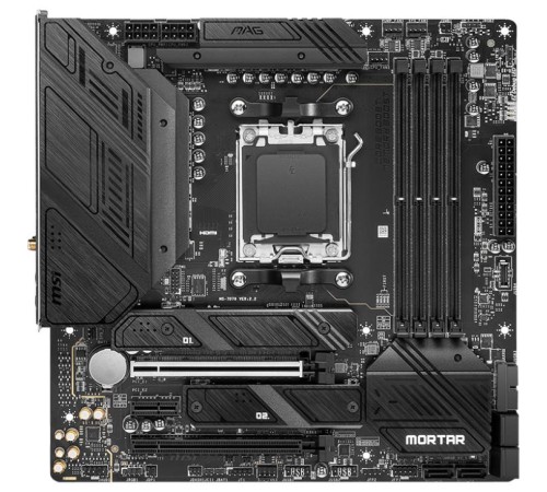 Материнская плата/ MB MSI AMD B650 sAM5, 4xDDR5(256GB), HDMI 2.1/DP, 2xPCIe 4.0x16, 1xPCIe 3.0, 1xLAN (2.5GbE), Wi-Fi, BT, 6xSATA 6Gb/s, 2xM.2, 1xUSB-C, 7xUSB 3.2, mATX Материнская плата/ MB MSI AMD B650 sAM5, 4xDDR5(256GB), HDMI 2.1/DP, 2xPCIe 4.0x16, 1xPCIe 3.0, 1xLAN (2.5GbE), Wi-Fi, BT, 6xSATA 6Gb/s, 2xM.2, 1xUSB-C, 7xUSB 3.2, mATX