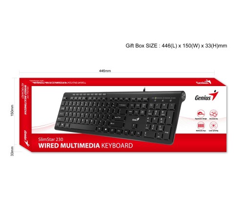 Клавиатура проводная Genius SlimStar 230II Black (Мятая упаковка) Клавиатура проводная Genius SlimStar 230II Black (Мятая упаковка)