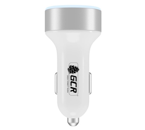 GCR Автомобильное зарядное устройство на 2 USB порта 4.8A, белое, LED индикация, GCR-51984