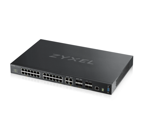 Коммутатор/ ZYXEL ZYXEL XGS4600-32 L3 Managed Switch, 28 port Gig and 4x 10G SFP+, stackable, dual PSU