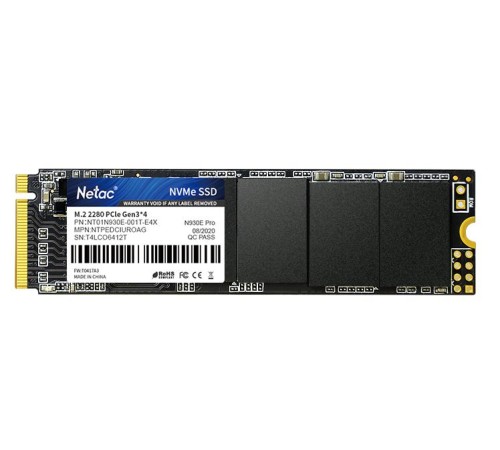 SSD накопитель Netac SSD N930E Pro 1TB PCIe 3 x4 M.2 2280 NVMe 3D NAND, R/W up to 2130/1720MB/s, IOPS(R4K) 250K/220K, TBW 600TB, 3y wty SSD накопитель Netac SSD N930E Pro 1TB PCIe 3 x4 M.2 2280 NVMe 3D NAND, R/W up to 2130/1720MB/s, IOPS(R4K) 250K/220K, TBW 600TB, 3y wty