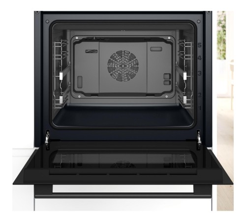 Встраиваемый духовой шкаф Bosch, Serie 6, объем 67 л , 12 режимов нагрева, 4D Hotair, телескопические направляющие, пиролиз, сенсорное управление, 40 автоматических программ, цвет черный