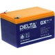 Батарея DELTA серия GX, GX 12-12, напряжение 12В, емкость 12Ач (разряд 20 часов),  макс. ток разряда (5 сек.) 180А, макс. ток заряда 2.3А, свинцово-кислотная типа GEL, клеммы F2, ДxШxВ 151х98х95мм., вес 3.67кг., срок службы 15 лет./ Battery DELTA series G