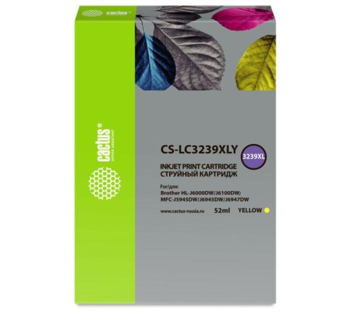 -/ Картридж струйный Cactus CS-LC3239XLY желтый (52мл) для Brother HL-J6000DW/J6100DW