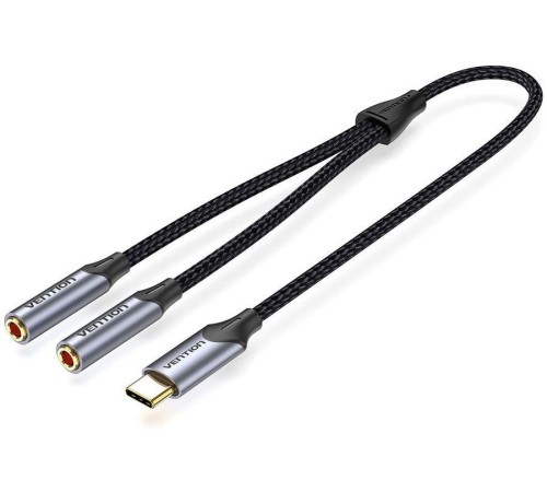 Переходник-разветвитель Vention гибкий USB-C M/Jack 3.5 mm F x 2 - 0.3м Переходник-разветвитель Vention гибкий USB-C M/Jack 3.5 mm F x 2 - 0.3м