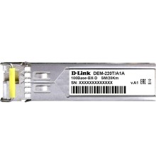Трансивер/ 220T/20KM WDM SFP Transceiver, 100Base-BX-D, Simplex LC, Single-mode, TX: 1550mn, RX: 1310nm, 20KM