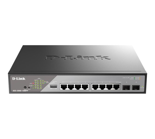 Сетевой коммутатор/ Smart L2 Surveillance Switch 8х1000Base-T PoE 802.3bt 90W, 2x1000Base-X SFP, PoE Budget 242W, Long-range PoE up to 250m Сетевой коммутатор/ Smart L2 Surveillance Switch 8х1000Base-T PoE 802.3bt 90W, 2x1000Base-X SFP, PoE Budget 242W, Long-range PoE up to 250m
