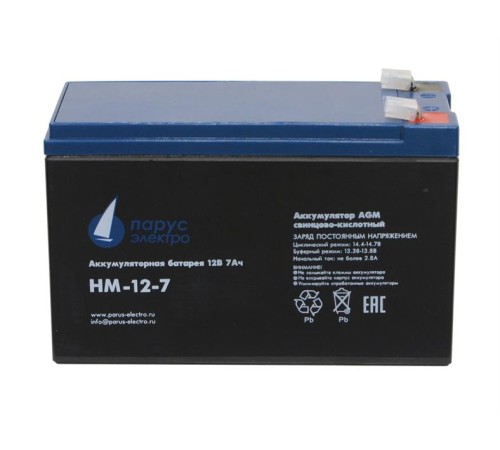 Парус-электро Аккумуляторная батарея для ИБП HM-12-7 (AGM/12В/7,2Ач/клемма F2) Парус-электро Аккумуляторная батарея для ИБП HM-12-7 (AGM/12В/7,2Ач/клемма F2)