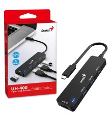 USB HUB UH-400.Порты: USB 3.0. - 4 шт. Скорость передачи данных до 5 Гбит/с. Кабель Type C 15 см.