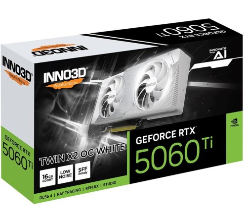 Видеокарта INNO3D RTX 5060 Ti Twin X2 OC WHITE//RTX5060Ti, HDMI, DP*3, 16G,D7