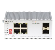 Коммутатор/ Managed L2 Industrial Fast Ring Switch 4x1000Base-T PoE, 2x1000Base-X SFP, PoE Budget 60W, Surge 4KV, -40 to 75°C