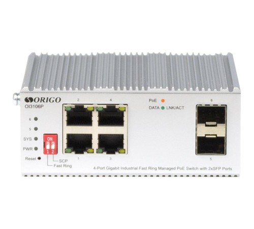 Коммутатор/ Managed L2 Industrial Fast Ring Switch 4x1000Base-T PoE, 2x1000Base-X SFP, PoE Budget 60W, Surge 4KV, -40 to 75°C Коммутатор/ Managed L2 Industrial Fast Ring Switch 4x1000Base-T PoE, 2x1000Base-X SFP, PoE Budget 60W, Surge 4KV, -40 to 75°C
