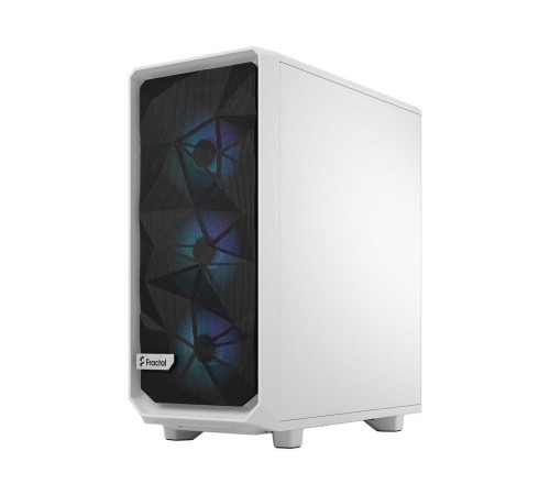 Корпус ПК без блока питания/ Case Fractal Design Meshify 2 Compact RGB TG Light Tint, Midi-Tower, 4x120mm RGB, 2xUSB-A 3.2 + 1xUSB 3.2 Type-C ATX, mATX, mITX White