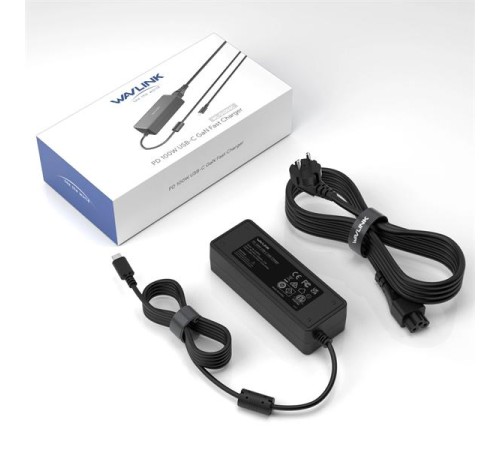 Адаптер питания AC Adapter WAVLINK GaN charger PD 100W GaN USB-C fast Charger for laptops & USB docking stations, Type C cable 1.2M, AC cable 1.5M, Input AC100-240V 50/60Hz Адаптер питания AC Adapter WAVLINK GaN charger PD 100W GaN USB-C fast Charger for laptops & USB docking stations, Type C cable 1.2M, AC cable 1.5M, Input AC100-240V 50/60Hz