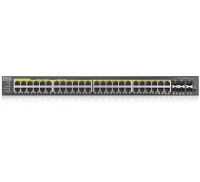 Коммутатор/ ZYXEL NebulaFlex Pro GS2220-50HP Hybrid L2 PoE+ Switch, 19 "rack, 44xGE PoE +, 4xCombo (SFP / RJ-45 PoE+), 2xSFP, 375W PoE Budget, Standalone / Cloud Management